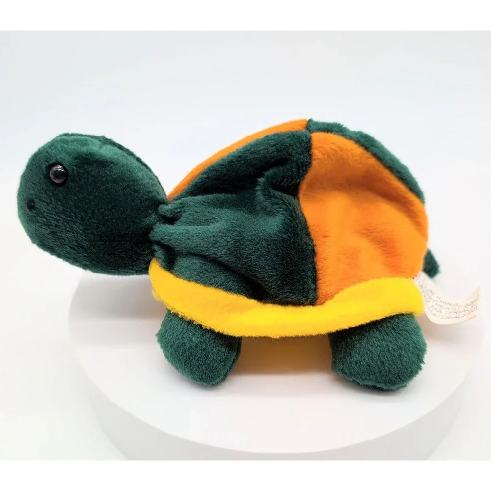 Northeast Imports Turtle Tortoise Plush Bean Bag Stuffed Animal Yellow Orange 6